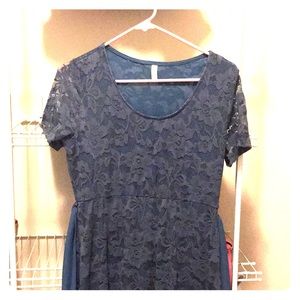 NWOT. Worn once. Blue lace maxi maternity dress.